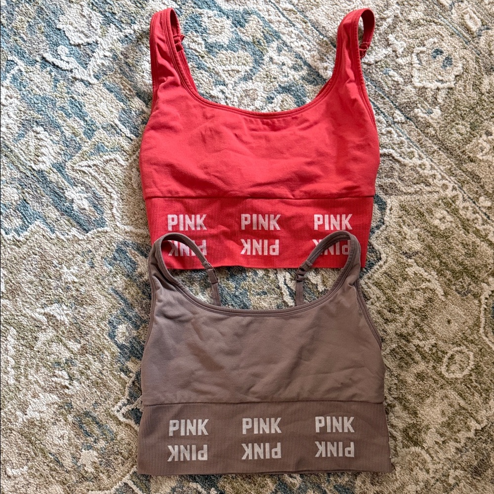 PINK Victoria's Secret orangey red and brown Sports Bra